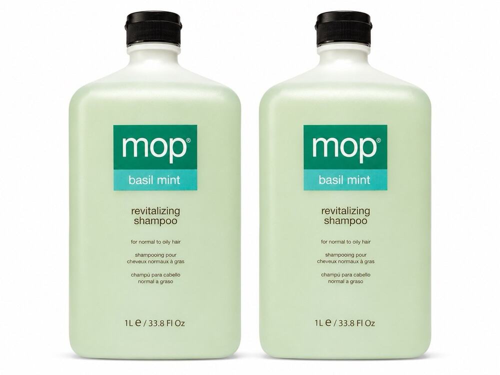 MOP Basil Mint Revitalizing Shampoo Duo 33.8 Fl Oz Each Normal To Oily Hair